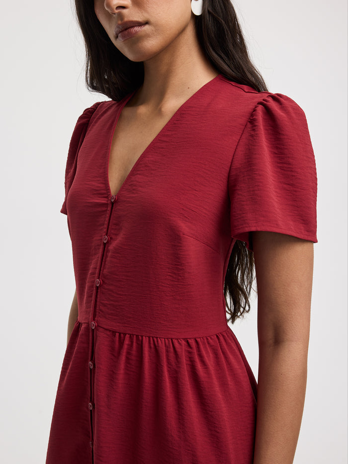 Short-Sleeve V-Neck Dress