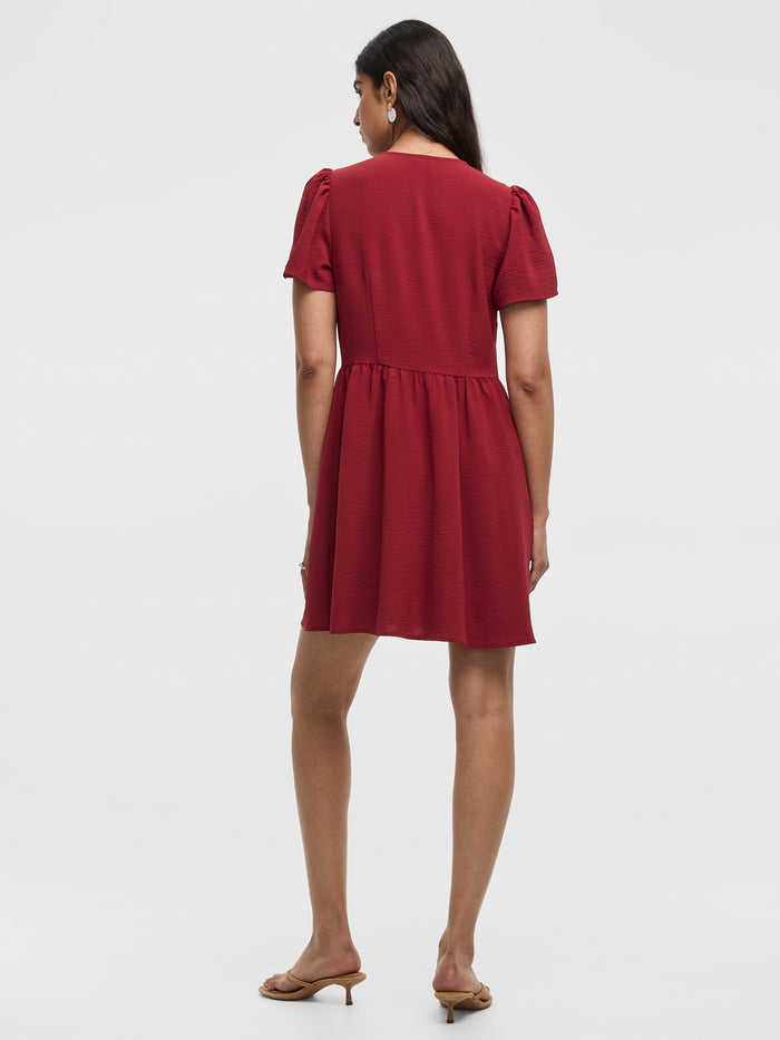 Short-Sleeve V-Neck Dress