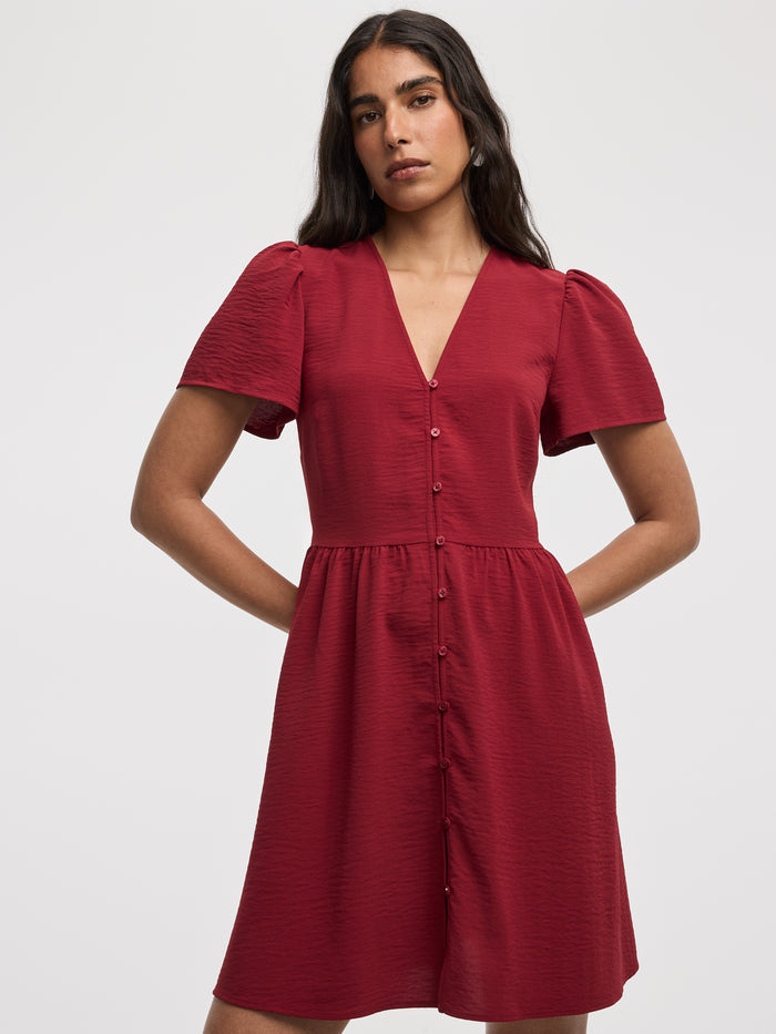 Short-Sleeve V-Neck Dress