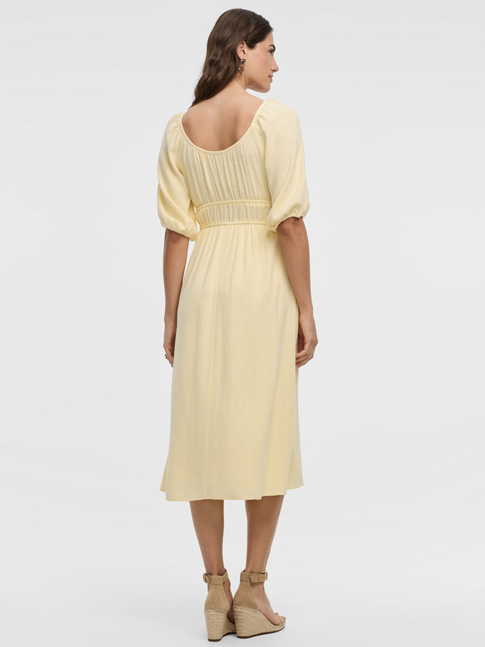 Short-Sleeves Scoop-Neck Empire Midi Dress