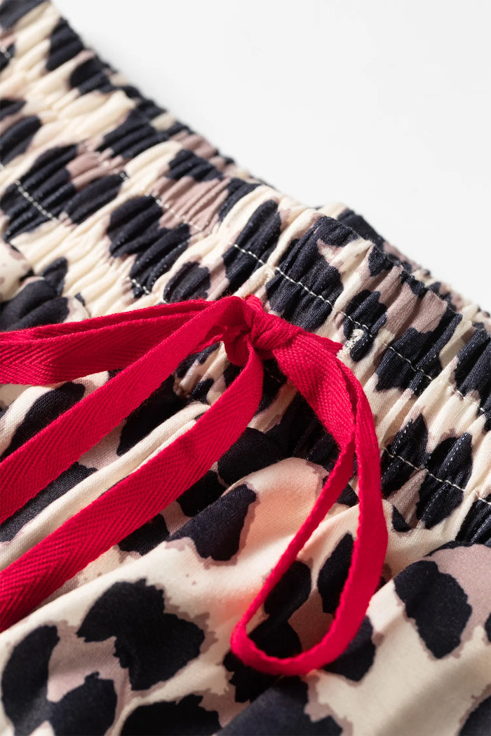 Side Stripe Leopard Wide leg Trousers – Rose