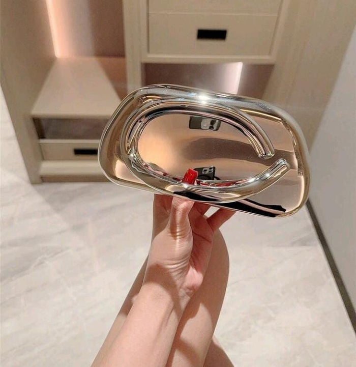Silver Metallic Clutch Bag