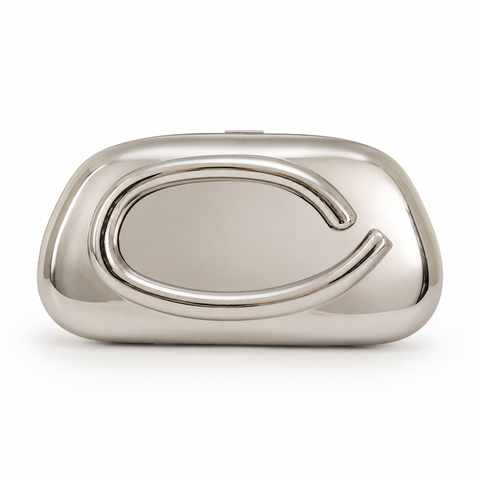 Silver Metallic Clutch Bag