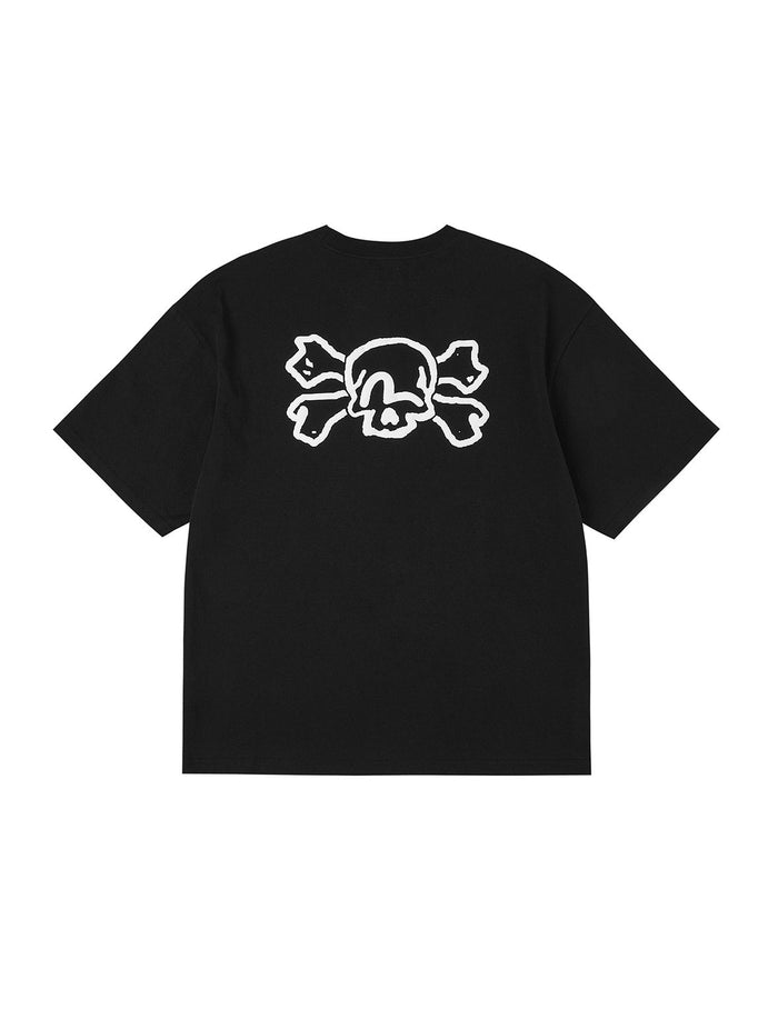 Skull and Seagull Print Oversized T-Shirt