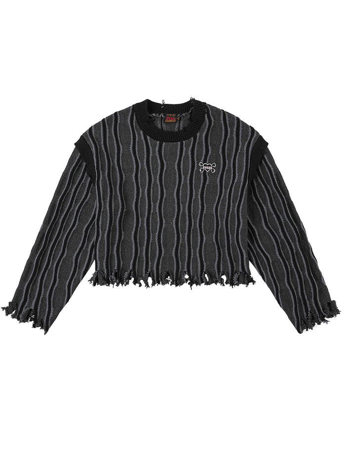 Skull Heart Appliqué Embroidery Fashion Fit Knitted Sweatshirt