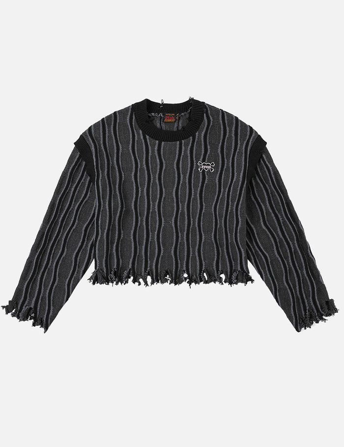 Skull Heart Appliqué Embroidery Fashion Fit Knitted Sweatshirt