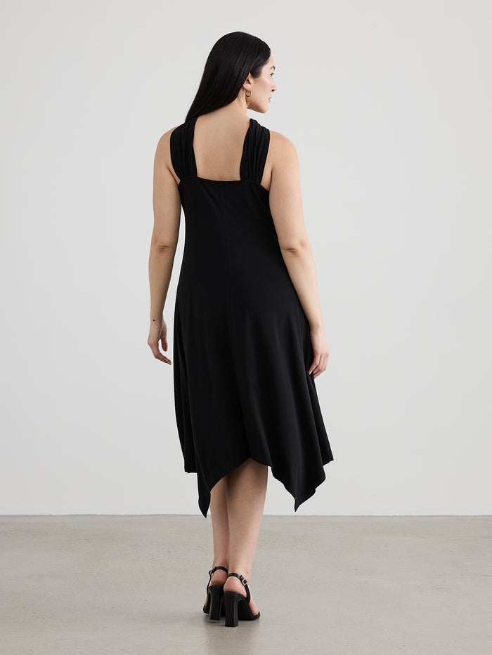 Sleeveless Halter Dress with Handkerchief Hem