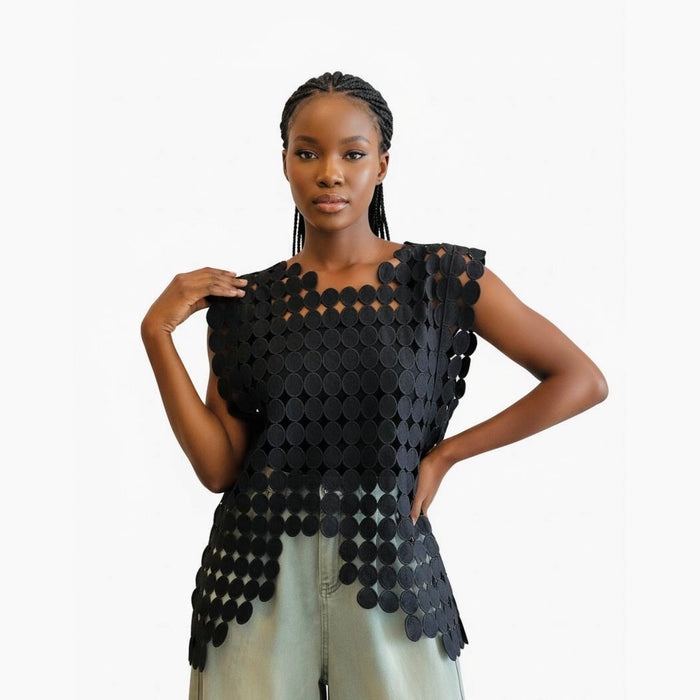 Sleeveless Hollow Out Vest Round Neck Top
