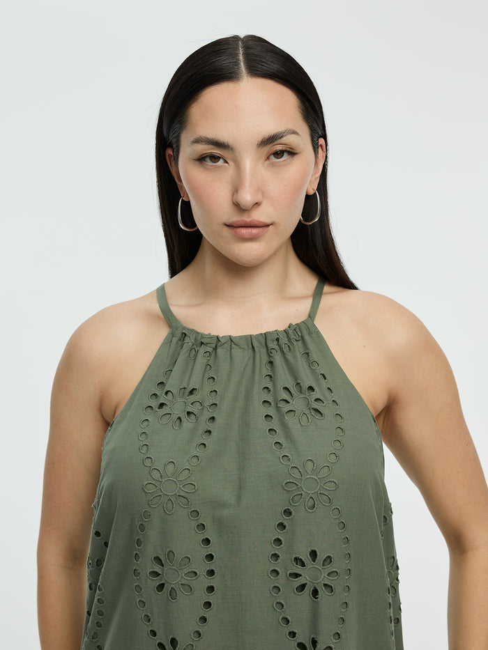 Sleeveless Maxi Dress with Halter Neckline