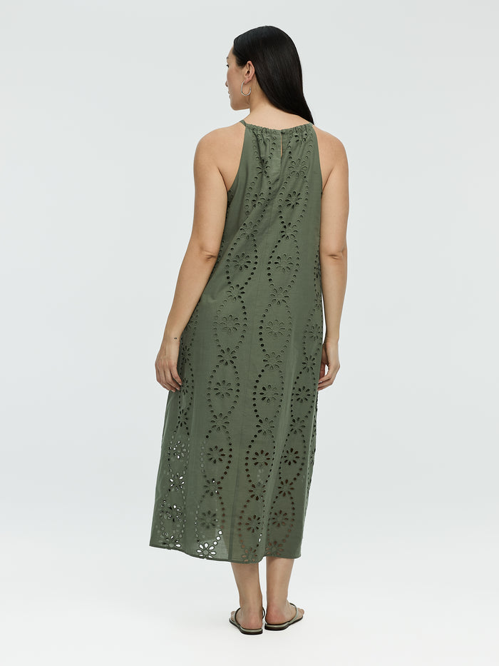 Sleeveless Maxi Dress with Halter Neckline