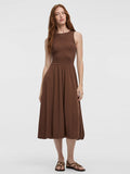 Sleeveless Midi Dress with Smocked Top