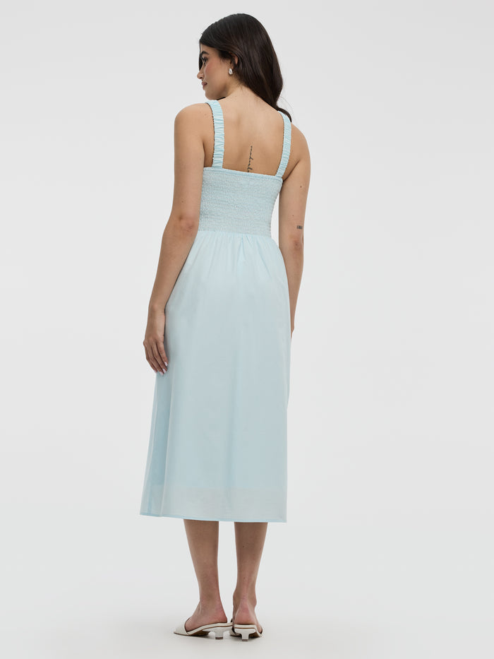 Sleeveless Midi Dress with Smocked Top