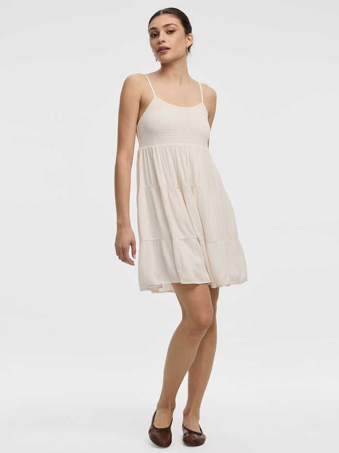 Sleeveless Mini Dress with Smocked Top