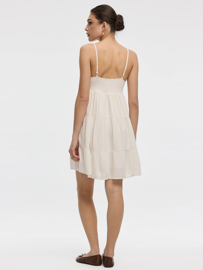 Sleeveless Mini Dress with Smocked Top