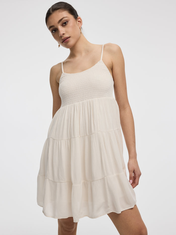Sleeveless Mini Dress with Smocked Top