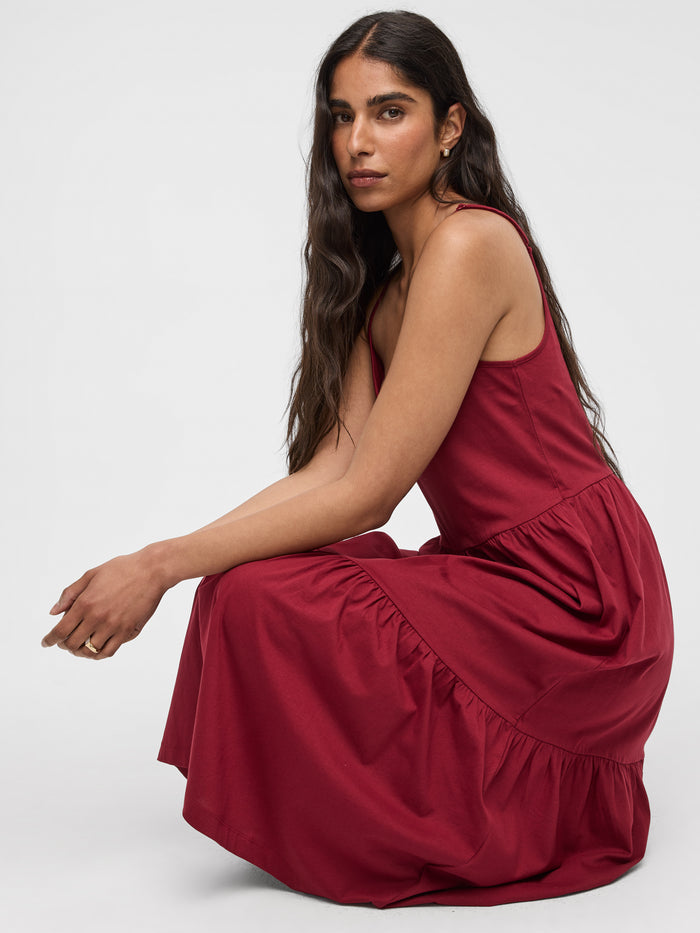 Sleeveless V-Neck Midi Dress