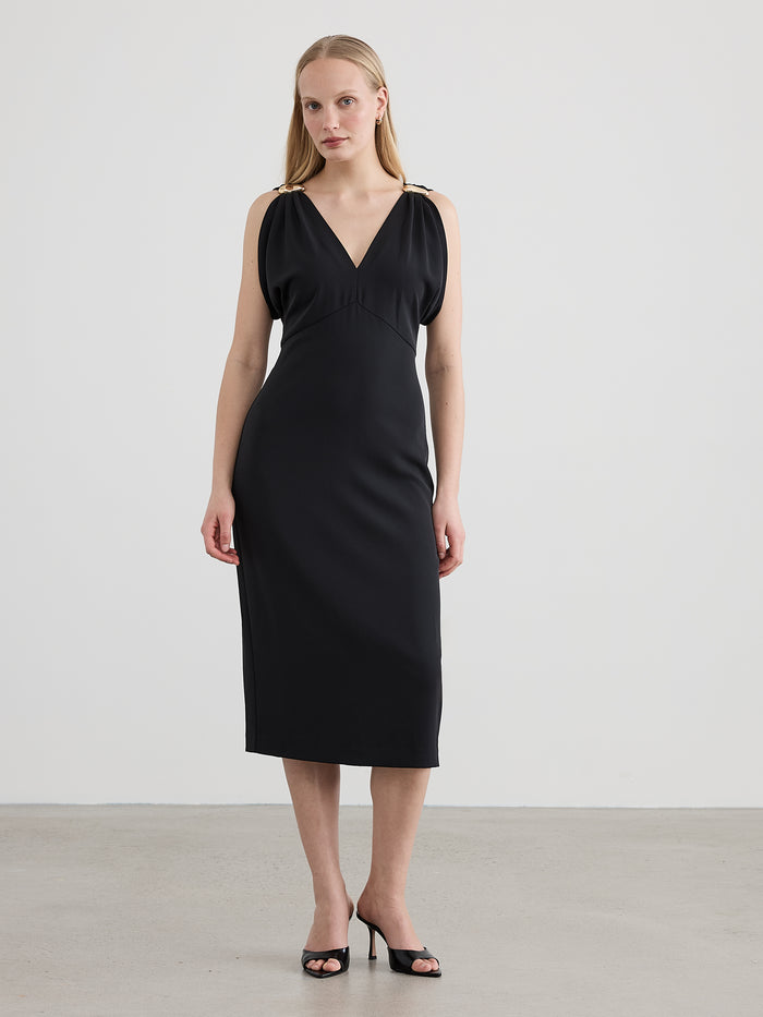 Sleeveless V-Neck Pencil Fitted Dress