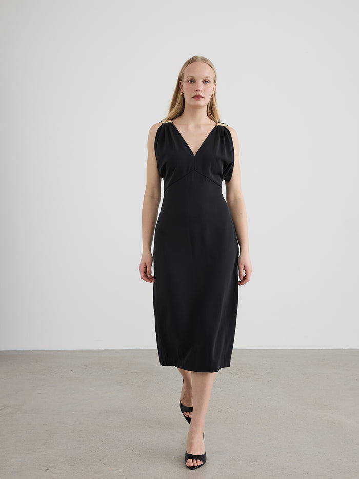 Sleeveless V-Neck Pencil Fitted Dress
