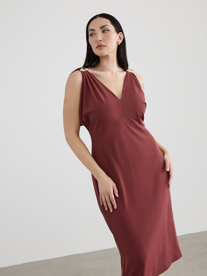 Sleeveless V-Neck Pencil Fitted Dress