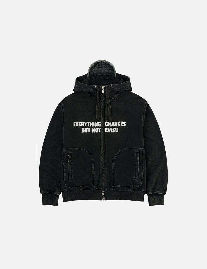 Slogan Print Oversized with Cap Hooded Jacket