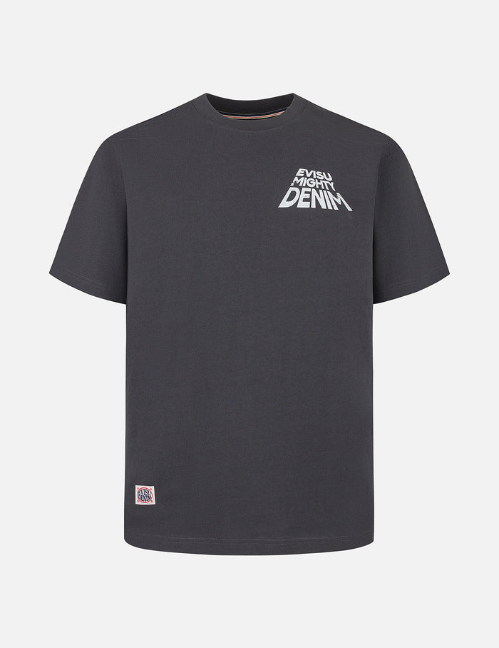 Slogan Print with Godhead Appliqué Embroidery Regular Fit T-Shirt