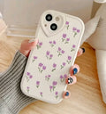 Soft White Floral Phone Case with Heart-Shaped Camera Cutout â€“ Violet Flower Pri