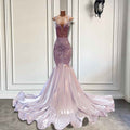 Sparkly White Mermaid Prom Dress with Sheer Top for Stunning Elegance