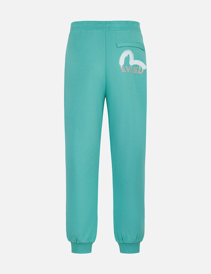 Spray-dyed Seagull and Logo Print Straight Fit Sweatpants