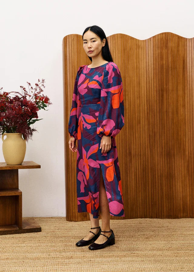 Stendhal Midi Dress (Geo Flowers)