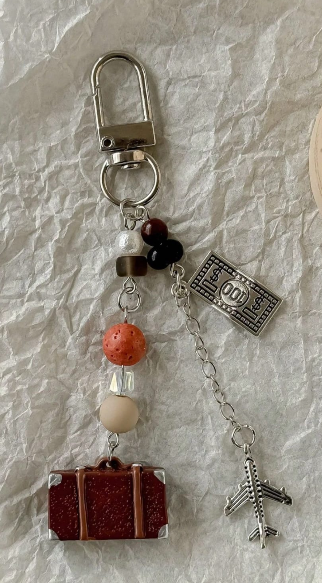 Suitcase Airplane Charm Keychain