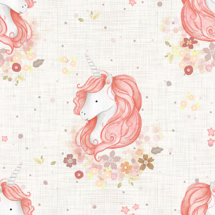 Sweet unicorn Peach Linen - Family Fabrics B.V.