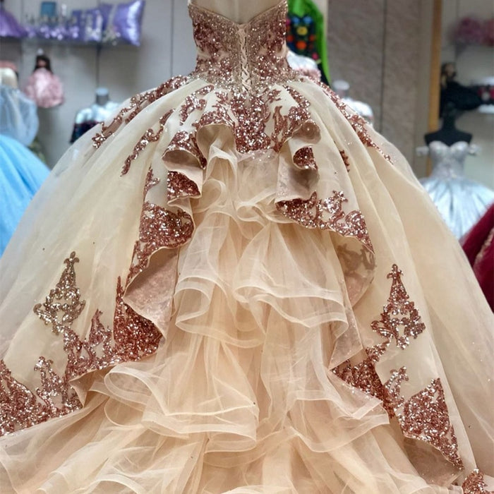 Sweetheart Off Shoulder  Detachable Sleeve Quinceanera Dress - Envious Designs