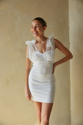 white-image | white sweetheart bodycon mini dress with pear tulle straps
