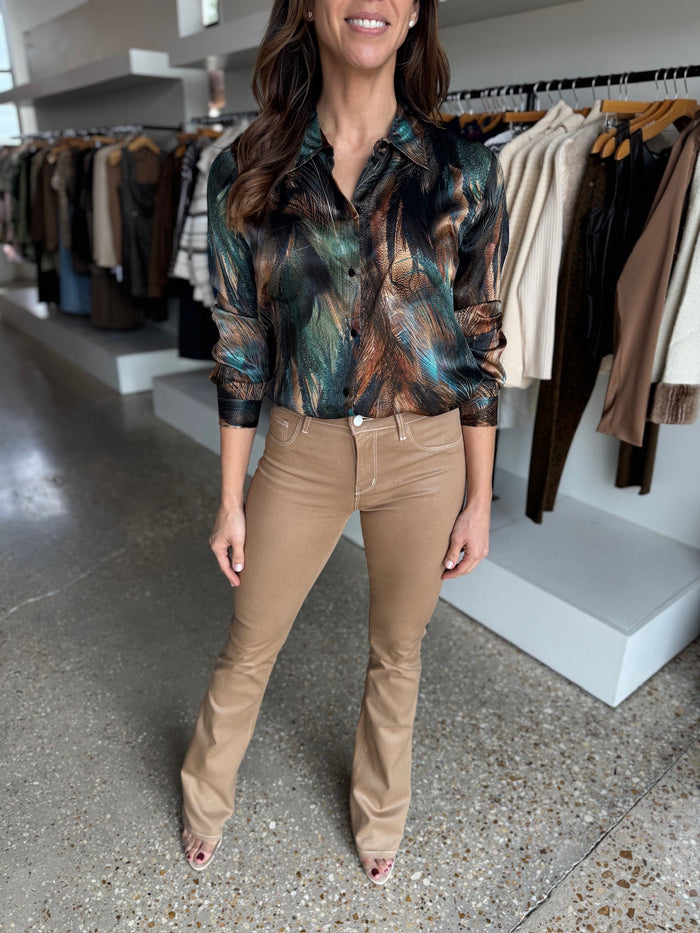 Teal Mix Feather Tyler L/S Blouse - Amor Lafayette