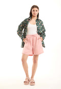 Textured Wide-Leg Drawstring Shorts