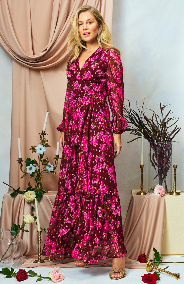 The Blossom Maxi Wrap Dress (Burgundy)