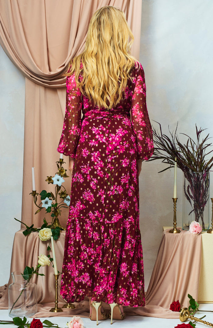 The Blossom Maxi Wrap Dress (Burgundy)