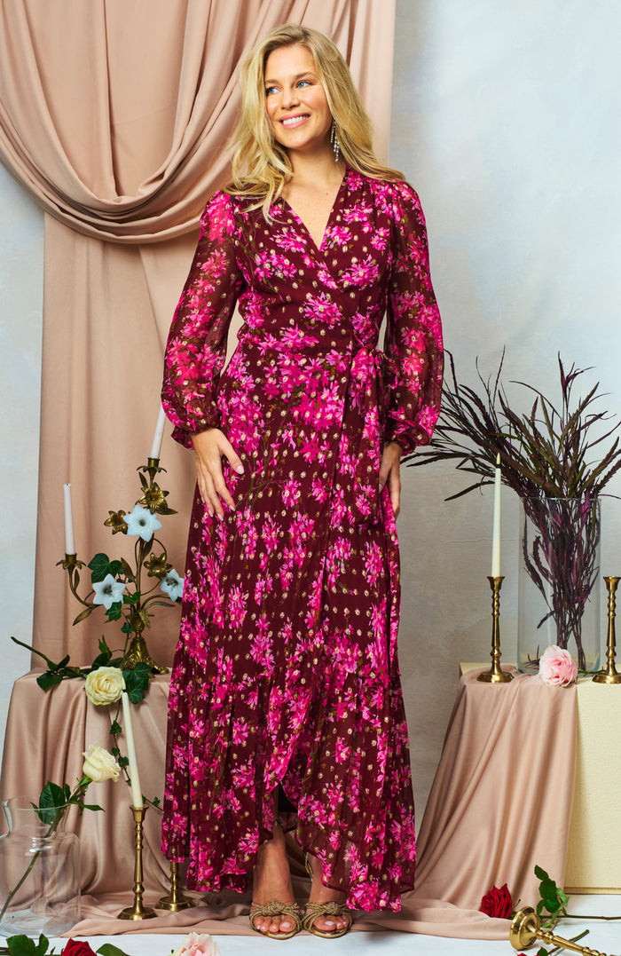 The Blossom Maxi Wrap Dress (Burgundy)
