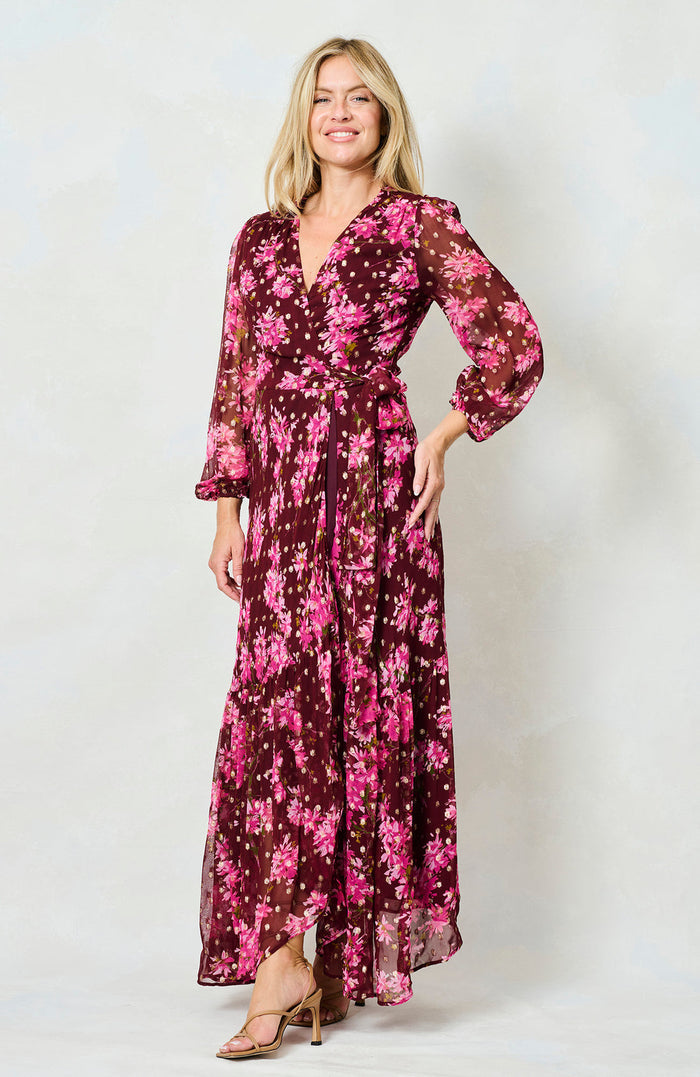 The Blossom Maxi Wrap Dress (Burgundy)