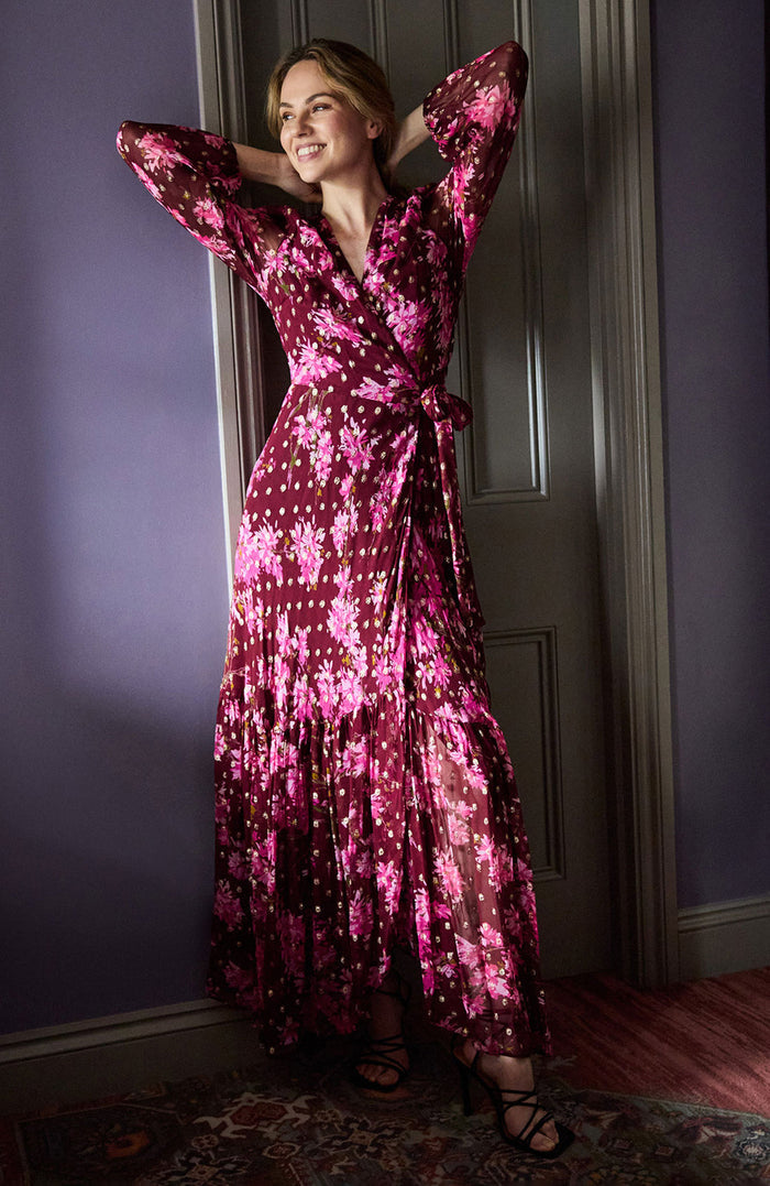 The Blossom Maxi Wrap Dress (Burgundy)