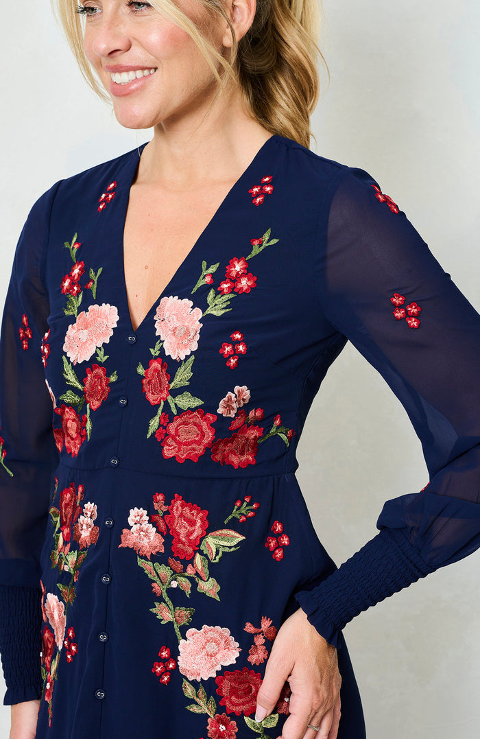 The Jodie Midi Dress (Navy)