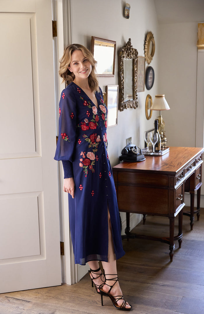 The Jodie Midi Dress (Navy)