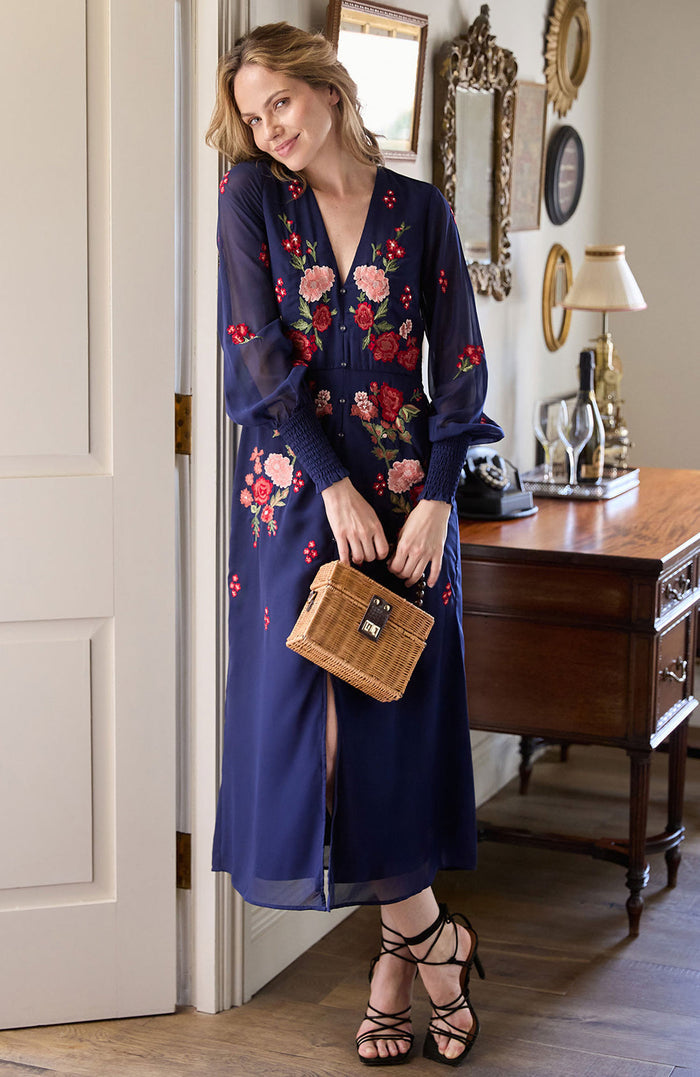 The Jodie Midi Dress (Navy)