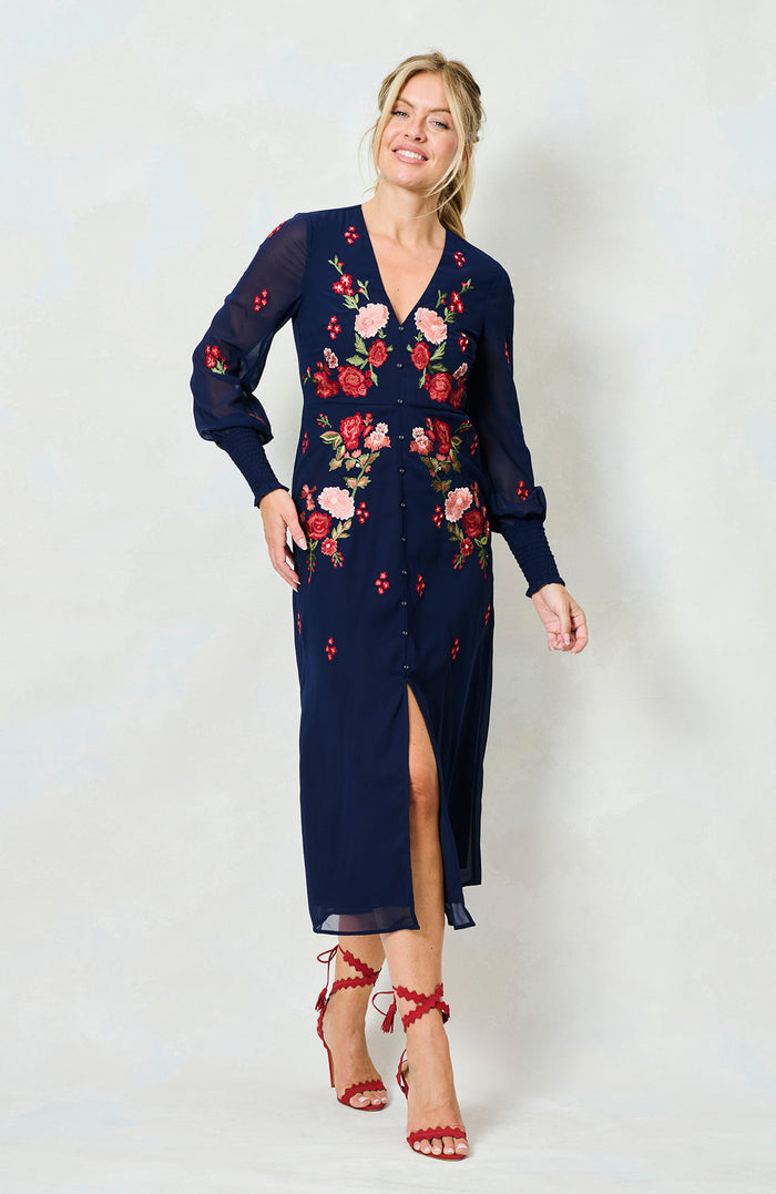 The Jodie Midi Dress (Navy)
