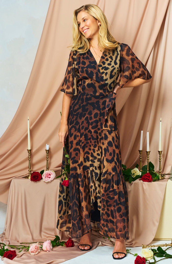 The Lexi Maxi Wrap Dress (Brown)