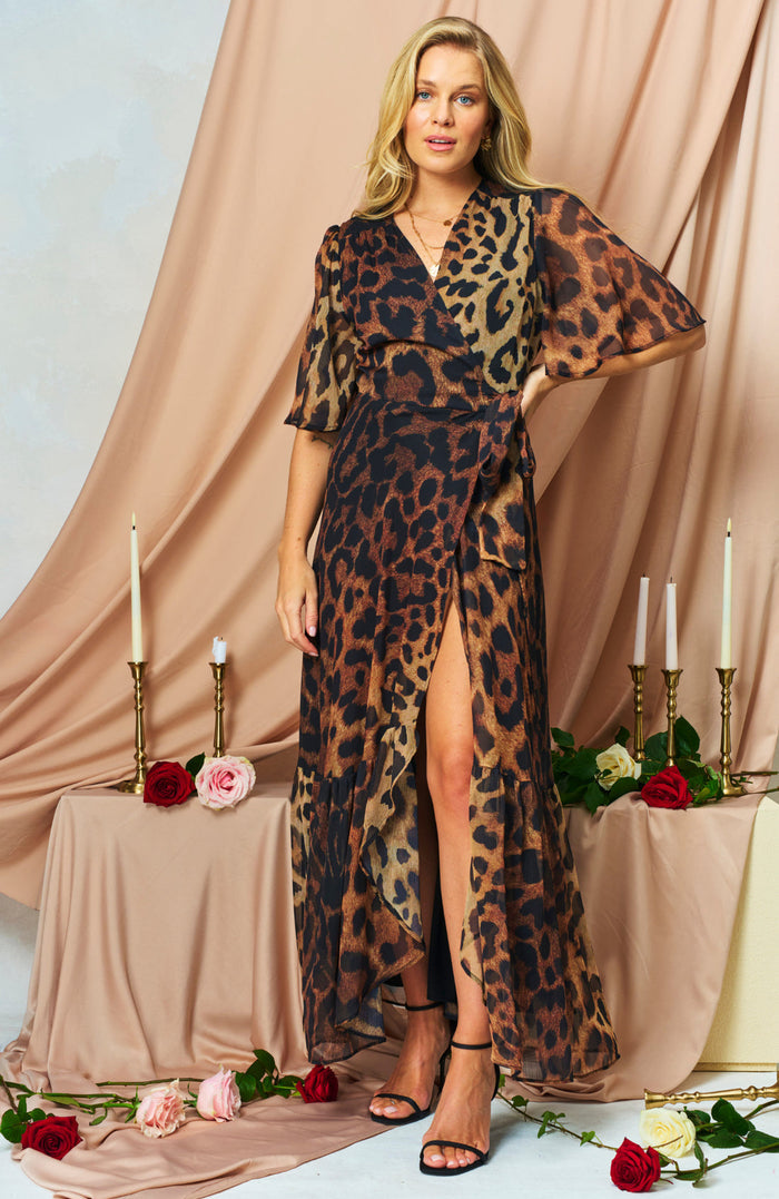 The Lexi Maxi Wrap Dress (Brown)