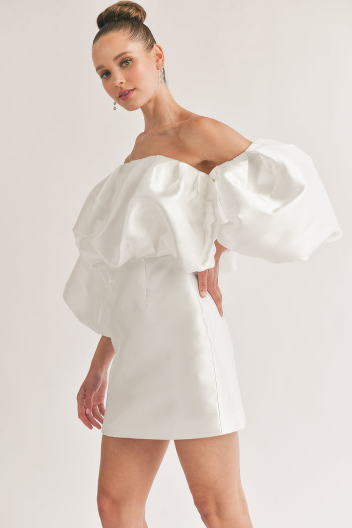 puff sleeve and bodice bodycon mini dress | unique grad dresses