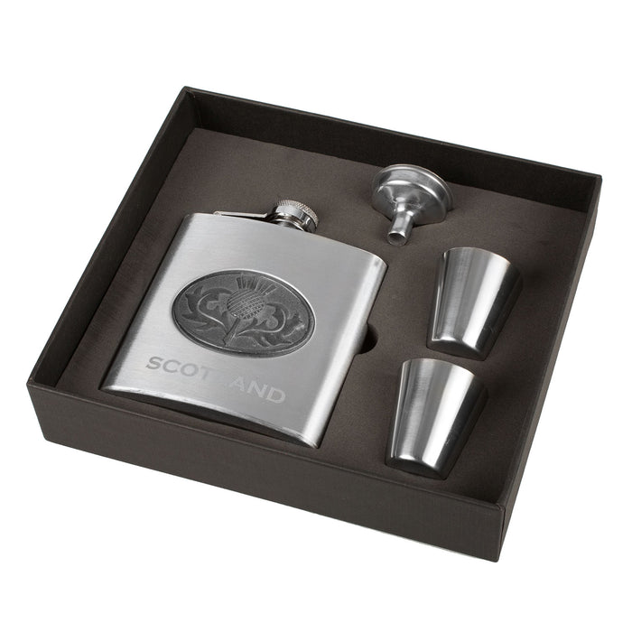 Thistle Emblem 6oz Scotland Hip Flask/1oz Shot Glass