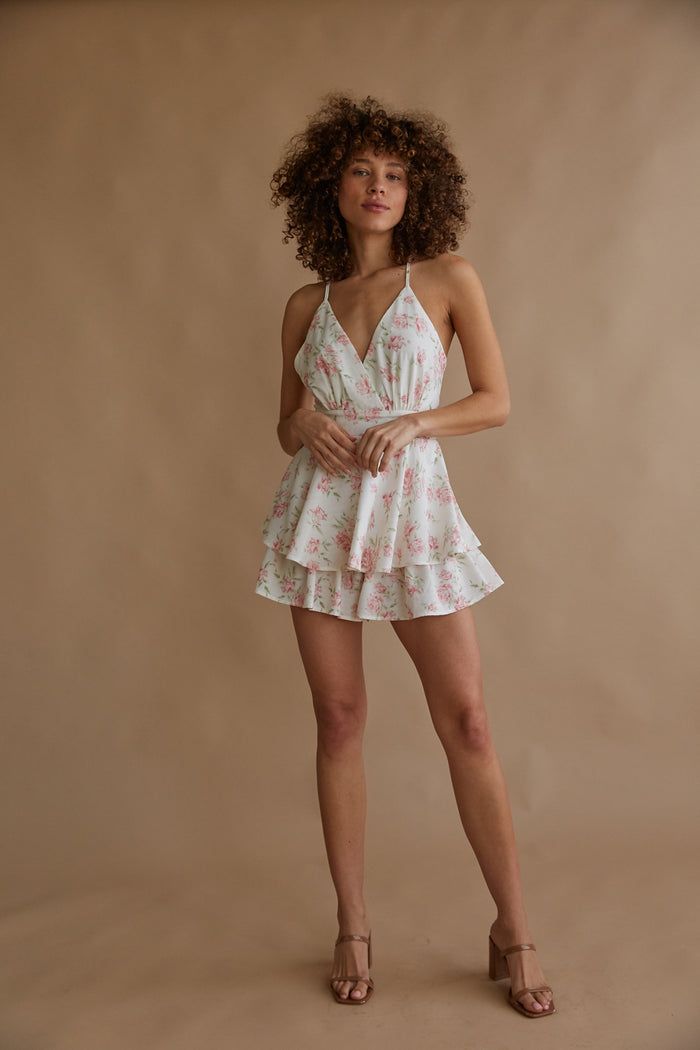 pink floral mini romper | short rompers for summer 2024