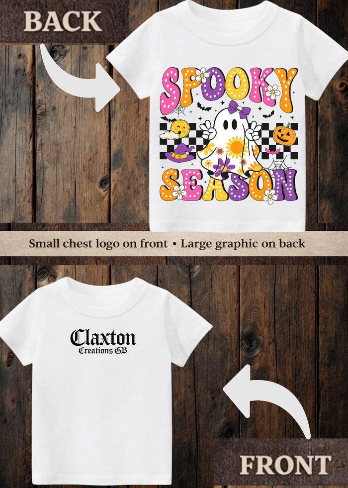 Tiny terror Tee- coloured checkered 🎃👻spooky season Claxton Creations GB